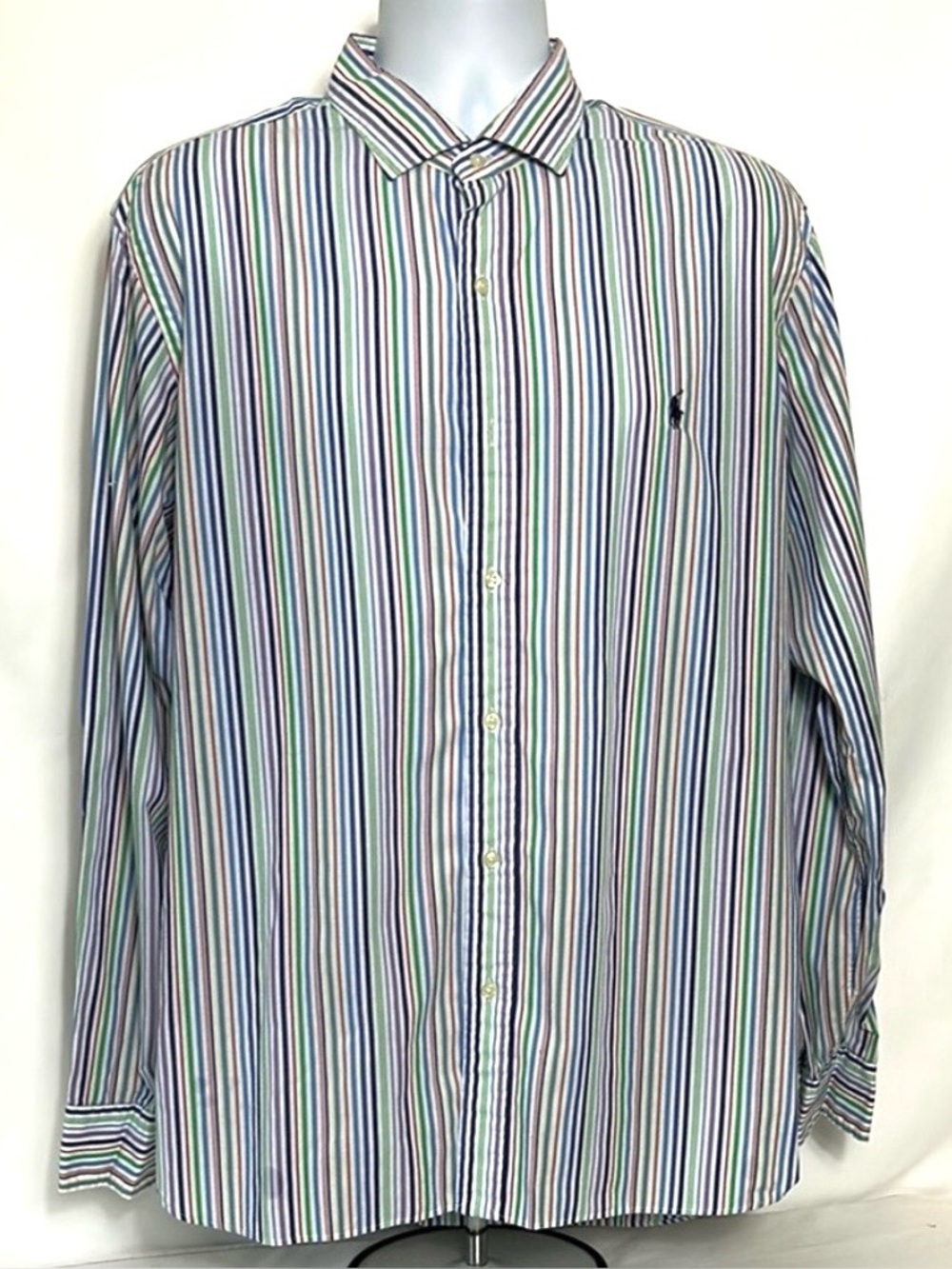 Ralph Lauren Men's XL TG Striped Rainbow Long Sleeve Preppy Button Shirt